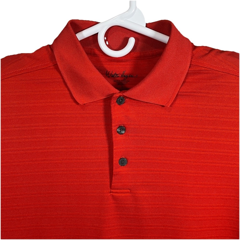Walter Hagen Long Sleeve Polo Shirt Mens Size Large Red Moisture Management Golf